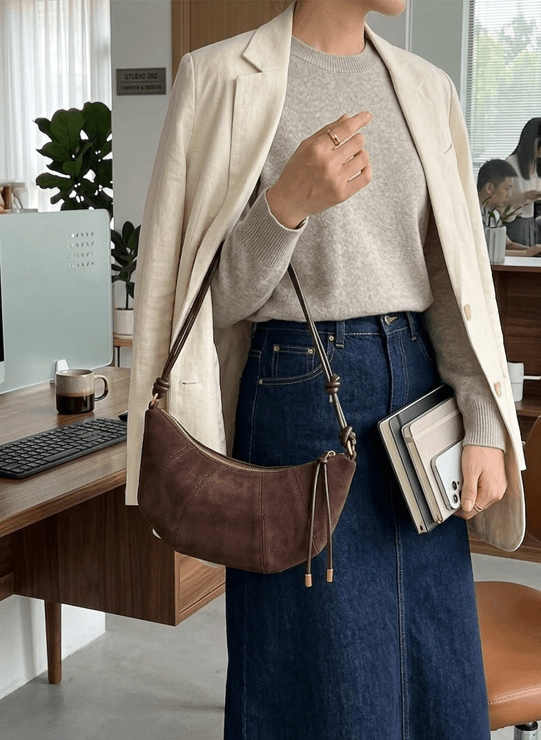 Sac croissant en cuir suédé Washington № 2