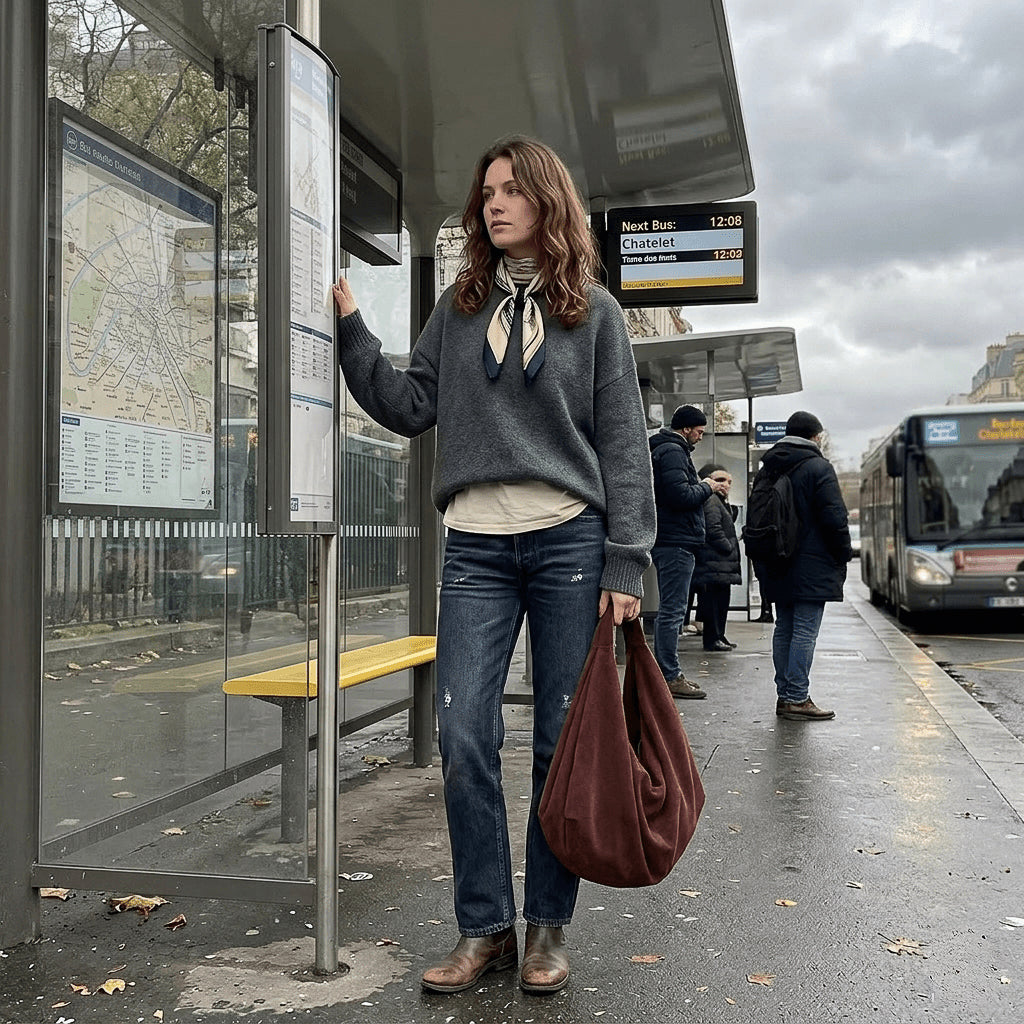 Sac de styliste en daim Paris № 6