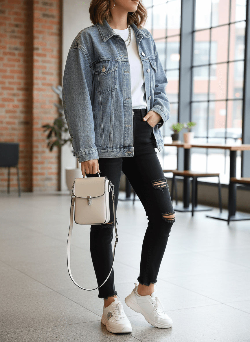 Sac à main en cuir fendu vertical Londres № 5